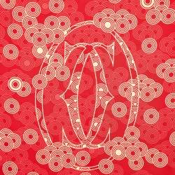 Pre Owned Cartier Red/Yellow Circle Print Silk Square Scarf
