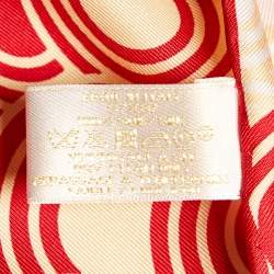 Pre Owned Cartier Red/Yellow Circle Print Silk Square Scarf