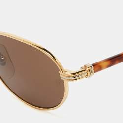 Cartier Brown/Gold St Honore Oval Sunglasses