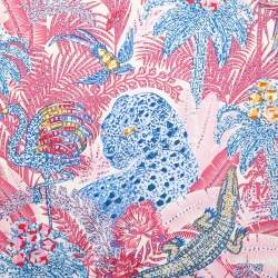 Pre Owned Cartier Pink Panther Jungle Motif Print Silk Scarf