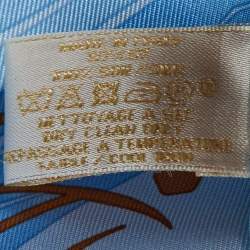 Pre Owned Cartier Blue Panther Garden Print Silk Square Scarf