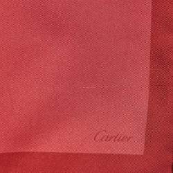 Pre Owned Cartier Red Panther Motif Print Silk Square Scarf