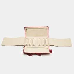 Pre Owned Cartier Red Leather Jewelry Travel Flap Pouch