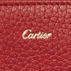 Pre Owned Cartier Red Leather Jewelry Travel Flap Pouch