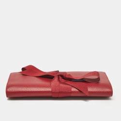 Pre Owned Cartier Red Leather Jewelry Travel Flap Pouch