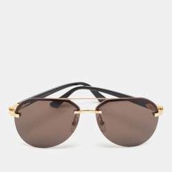 Pre Owned Cartier Black/Gold CT0275S Aviators Sunglasses