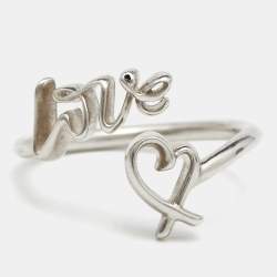 Pre Owned Tiffany & Co. Paloma Picasso Loving Heart Sterling Silver Ring Size 49