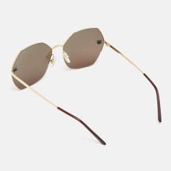 Pre Owned Cartier Gold Mirrored CT0332S 005 Panthere Geometric Sunglasses