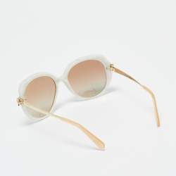 Pre Owned Cartier White Marble/Brown Gradient D00A431 Panthere Cat Eye Sunglasses