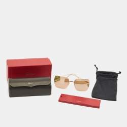 Cartier Gold Mirrored CT0121S Panthere De Cartier Square Sunglasses