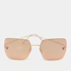 Cartier Gold Mirrored CT0121S Panthere De Cartier Square Sunglasses