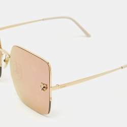 Cartier Gold Mirrored CT0121S Panthere De Cartier Square Sunglasses