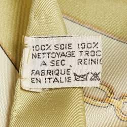 Pre Owned Cartier Green Print Silk Must de Cartier Scarf