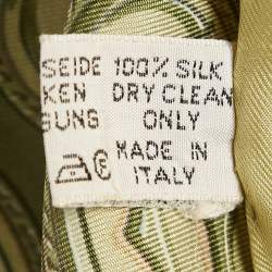 Pre Owned Cartier Green Print Silk Must de Cartier Scarf