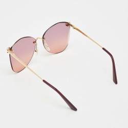 Pre Owned Cartier Purple/Pink CT0398S Panthère De Cartier Butterfly Sunglasses