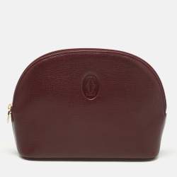 Pre Owned Carteir Burgundy Leather Must de Cartier Cosmetic Pouch