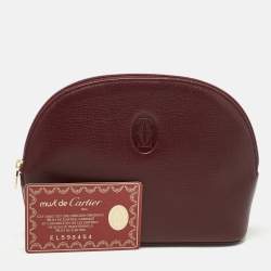 Pre Owned Carteir Burgundy Leather Must de Cartier Cosmetic Pouch