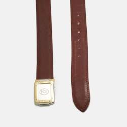 Pre Owned Cartier Burgundy Leather Must de Cartier Buckle Belt