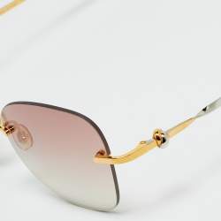 Pre Owned Cartier Brown Gradient Rimless Butterfly Sunglasses