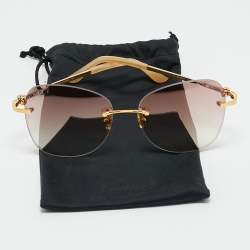 Pre Owned Cartier Brown Gradient Rimless Butterfly Sunglasses