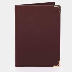 Pre Owned Cartier Burgundy Leather Must de Cartier Passport Holder