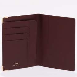 Pre Owned Cartier Burgundy Leather Must de Cartier Passport Holder