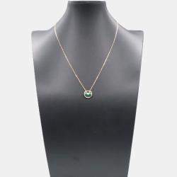 Pre Owned Cartier Amulette De Cartier XS Diamond 18K Rose Gold Malachite Necklace 