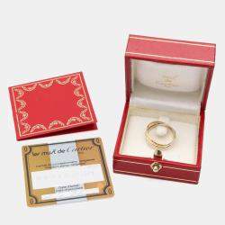 Pre Owned Cartier Trinity 18K Yellow, Rose and White Gold Band Ring EU 50