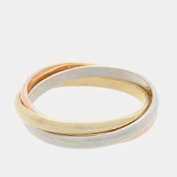 Pre Owned Cartier Trinity 18K Yellow, Rose and White Gold Band Ring EU 50