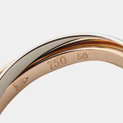 Pre Owned Cartier Trinity 18K Yellow, Rose and White Gold Band Ring EU 50