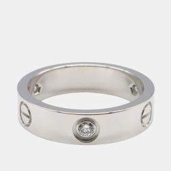 Pre Owned Cartier Love 18K White Gold and Diamond Band Ring EU 60