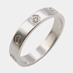 Pre Owned Cartier Love Mini Diamond 18K White Gold Ring EU 57