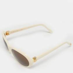Pre Owned Cartier Ivory/Brown Frame Oval Sunglasses