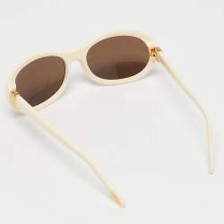 Pre Owned Cartier Ivory/Brown Frame Oval Sunglasses