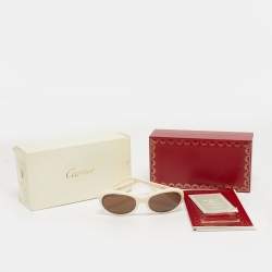 Pre Owned Cartier Ivory/Brown Frame Oval Sunglasses