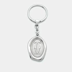 Pre Owned Cartier Double C Motif Wax Seal Stainless Steel Key Chain