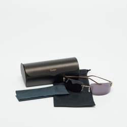 Pre Owned Cartier Black/Gold Tone CT0503S Panthere De Cartier Rectangle Sunglasses