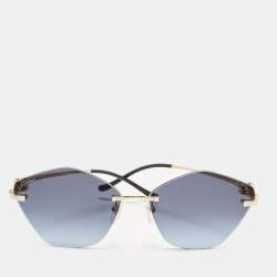 مملوكة مسبقًا Cartier Blue/Gold Tone CT0429S Panthère Rimless Butterfly Sunglasses