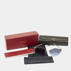 مملوكة مسبقًا نظارة شمسية كارتير بترفلاي بانتير بدون إطار سي تي0429أس لون أزرق/ذهبي