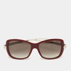 مملوكة مسبقًا Cartier Burgundy/Grey Gradient Panthere Wild Cat Eye Sunglasses