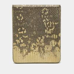 مملوكة مسبقًا علبة سجائر كارتتييه لون كريمي/ذهبي سحلية