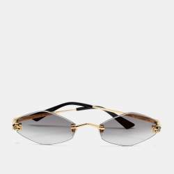 Pre Owned Cartier Black/Gold Gradient CT0133S Panthere De Cartier Sunglasses