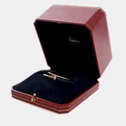 Pre Owned Cartier Small Model Diamond 18k Yellow Gold Juste Un Clou Bracelet Size 15 cm