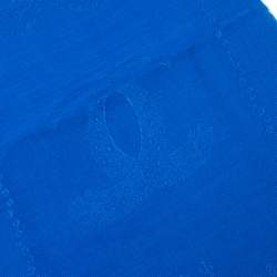 Pre Owned Must De Cartier Blue Panthere Monogram Wool and Silk Blend Square Scarf
