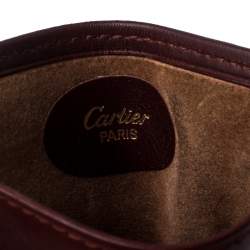 Pre Owned Cartier Maroon Leather Must de Cartier Sunglasses Case