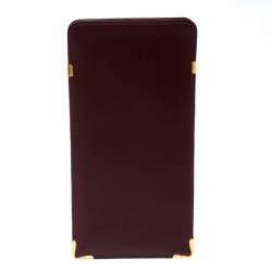 Pre Owned Cartier Maroon Leather Must de Cartier Sunglasses Case