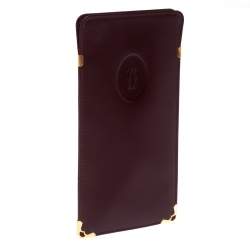 Pre Owned Cartier Maroon Leather Must de Cartier Sunglasses Case