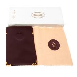 Pre Owned Cartier Maroon Leather Must de Cartier Sunglasses Case