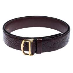 Pre Owned Cartier Dark Burgundy Crocodile Les Must De Cartier Belt 86CM