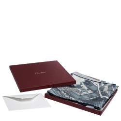 Pre Owned Cartier Pale Blue Printed Silk Square Scarf